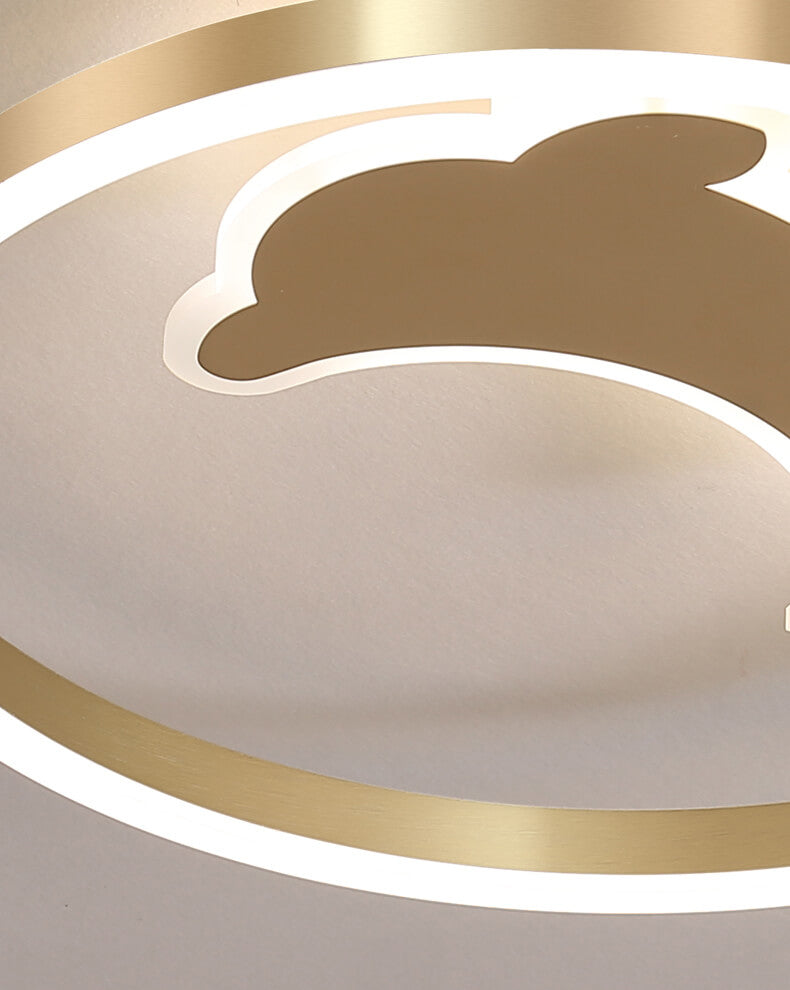 Lumendat Modern Creative Golden Dolphin Iron LED Flush Mount Ceiling Light Lumendat