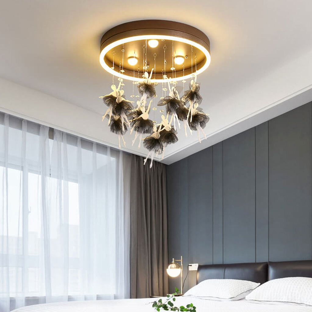 Modern Creative Cartoon Round Bird / Skirt Hanging LED Flush Mount Ceiling Light Lumendat