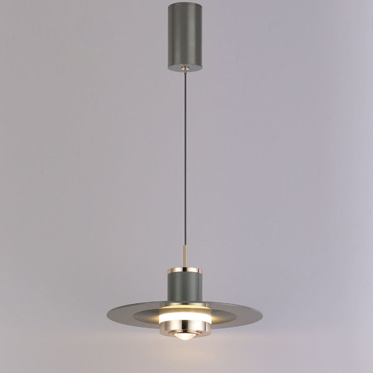 Modern Minimalist Cylinder Flying Saucer Metal LED Pendant Light for Living Room