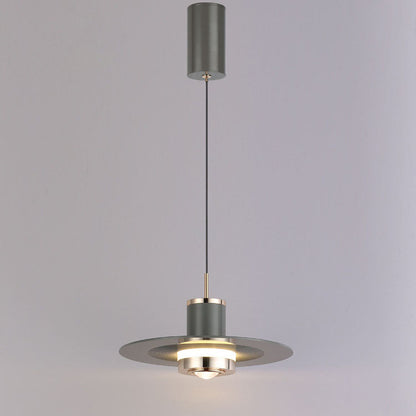 Modern Minimalist Cylinder Flying Saucer Metal LED Pendant Light for Living Room