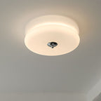 French Minimalist Cream Glass Round LED Flush Mount Ceiling Light BulbSquare
