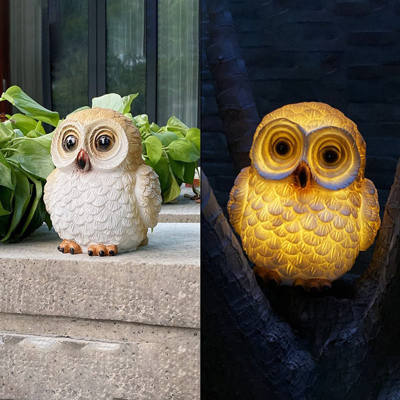 Solar Modern Creative Resin Owl Decoration LED Outdoor Landscape Light Lumendat