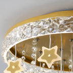 Lumendat Contemporary Nordic Kids Iron Acrylic Crystal Round Star Pendant LED Flush Mount Ceiling Light For Bedroom Lumendat