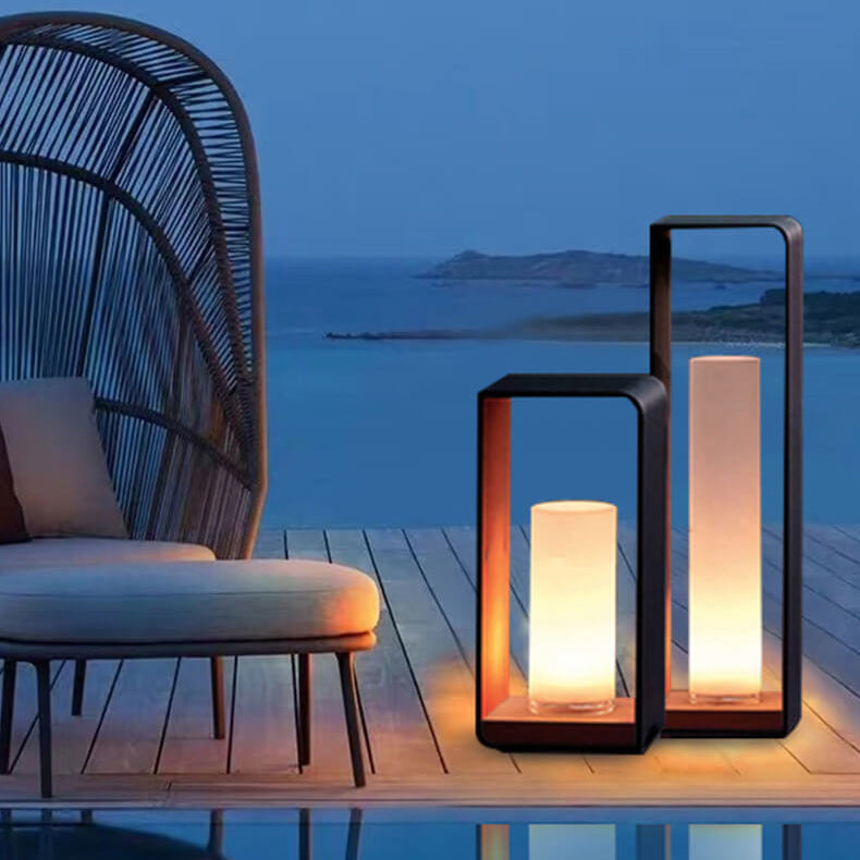 Modern Minimalist Square Frame Stainless Steel Acrylic LED Waterproof Lawn Landscape Light For Outdoor Patio Lumendat