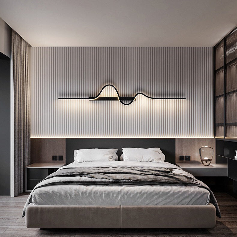 Modern Minimalist Aluminum Corrugated Strip Iron Frame LED Wall Sconce Lamp For Bedroom Lumendat