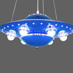Lumendat Contemporary Creative Kids Spaceship Iron Glass LED Chandelier For Bedroom Lumendat