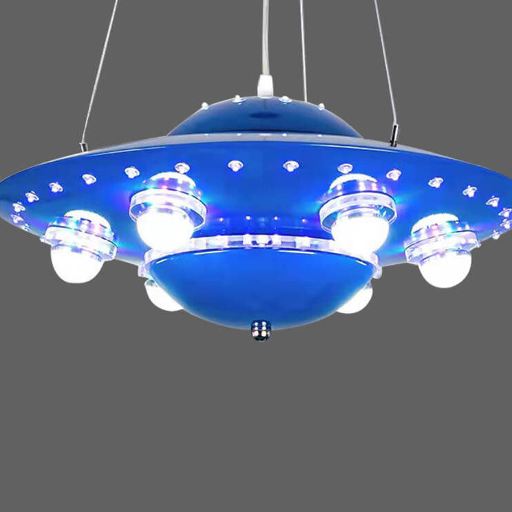 Lumendat Contemporary Creative Kids Spaceship Iron Glass LED Chandelier For Bedroom Lumendat