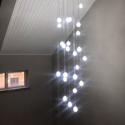 Modern Luxury Staircase Crystal Orb Ball Shade LED Loft Chandelier