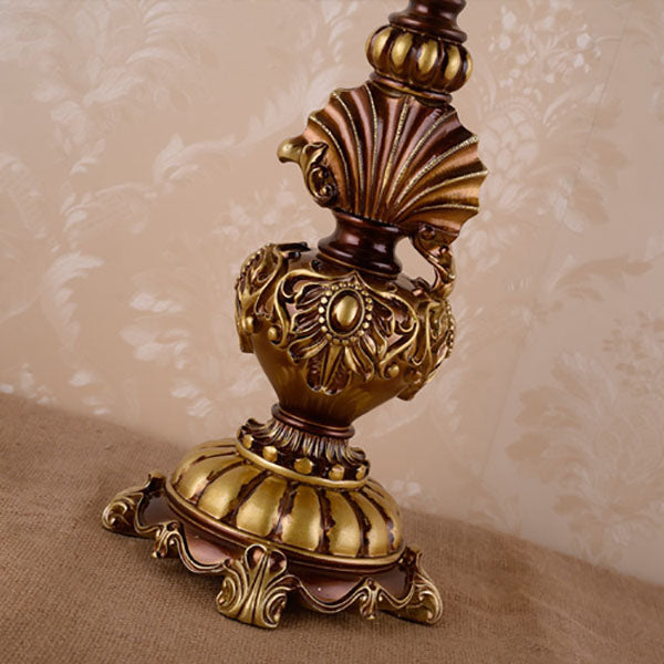 European Vintage Fabric Tassel Resin Court 1-Light Table Lamp Lumendat