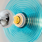 Modern Art Deco Wave Pattern Round Glass 1-Light Wall Sconce Lamp For Bedroom Lumendat