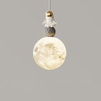 Modern Minimalist Astronaut Moon Iron Resin LED Pendant Light for Bedroom BulbSquare