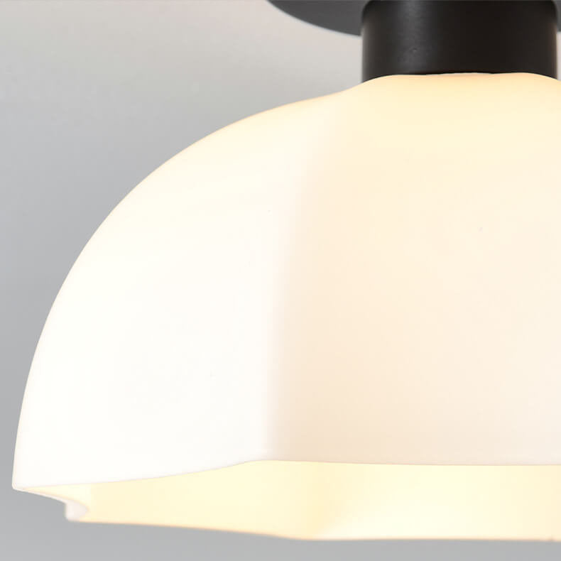Scandinavian Modern Minimalist Iron Glass Ceramic Flower Diamond 1-Light Semi-Flush Mount Ceiling Light Lumendat