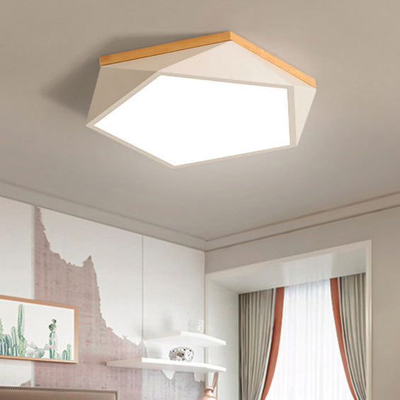 Contemporary Scandinavian Iron Acrylic Polygon LED Flush Mount Ceiling Light for Bedroom