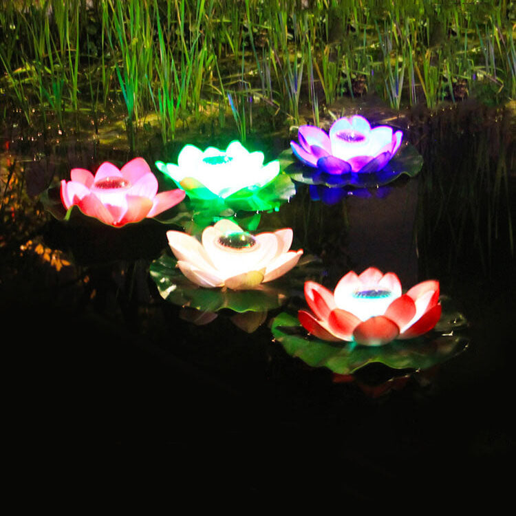 Creative Lotus Flower Waterproof Solar LED Outdoor Patio Pond Water Floating Light Lumendat