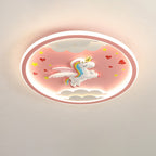 Lumendat Contemporary Creative Cartoon Fighter Unicorn Resin Acrylic LED Kids Flush Mount Ceiling Light For Bedroom Lumendat