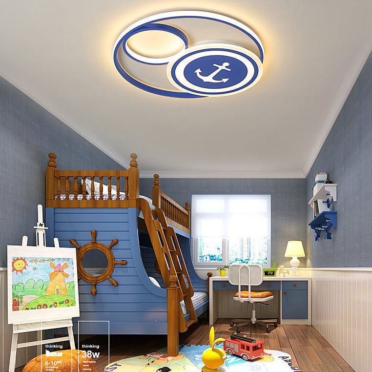Lumendat Cartoon Creative Rudder Nautical LED Flush Mount Ceiling Light Lumendat