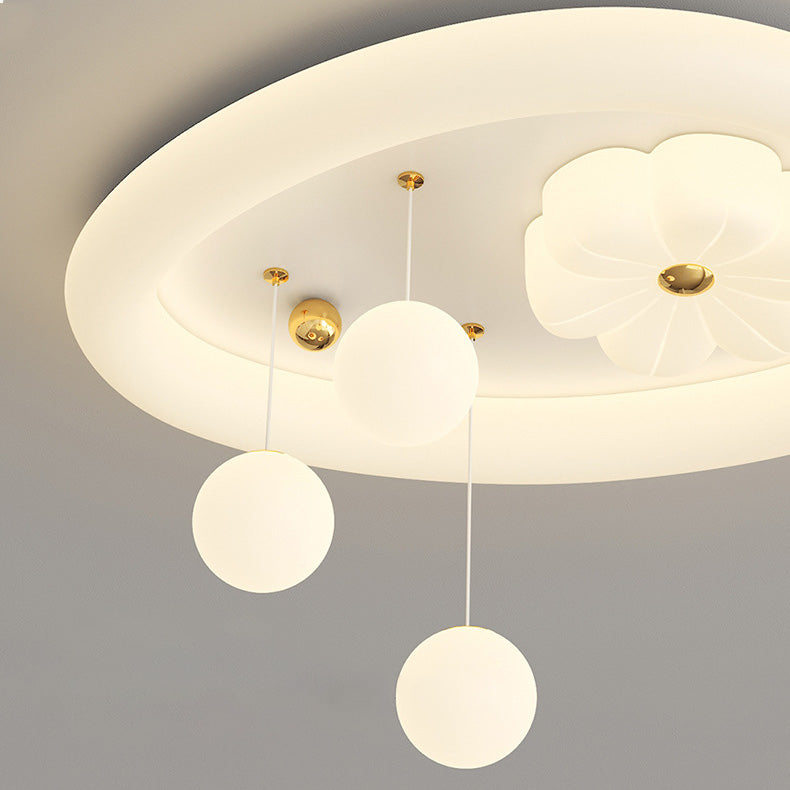 Lumendat Contemporary Nordic Kids Iron PE Elliptical Round Ball Flower Moon LED Flush Mount Ceiling Light For Bedroom Lumendat