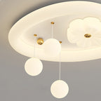 Lumendat Contemporary Nordic Kids Iron PE Elliptical Round Ball Flower Moon LED Flush Mount Ceiling Light For Bedroom Lumendat