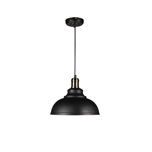 Industrial Simple Dome Round Pot Lid Iron 1-light Pendant Light BulbSquare