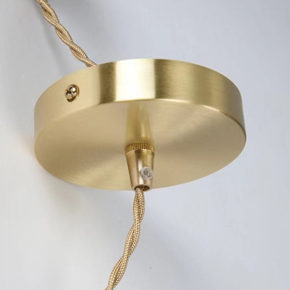 Modern Art Deco Brass Checkered Glass Shade Crystal Beads 1-light Pendant Light for Living Room