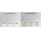 Nordic Solid Wood Cone Glass Shade 3/4 Light Island Light Chandelier BulbSquare