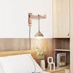 Japanese Modern Wood Retractable Folding 1-Light Wall Sconce Lamp Lumendat