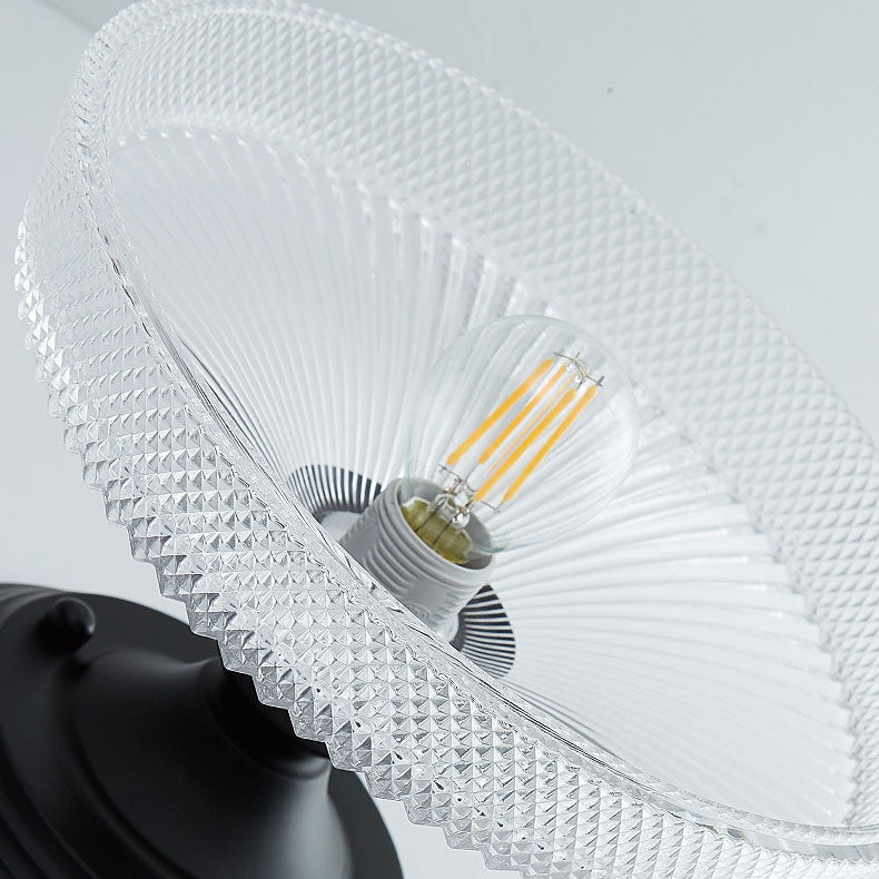 Nordic Vintage Glass Floral Round Geometry 1-Light Semi-Flush Mount Ceiling Light Lumendat