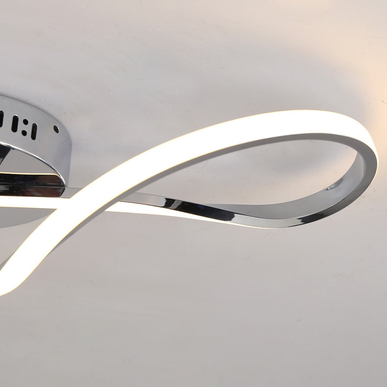 Modern Minimalist Spiral Twisted Aluminum Silicone LED Semi-flush Mount Ceiling Light for Bedroom