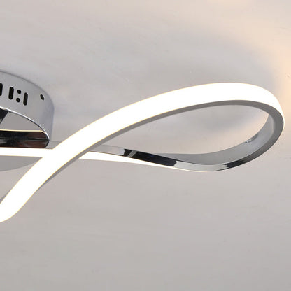 Modern Minimalist Spiral Twisted Aluminum Silicone LED Semi-flush Mount Ceiling Light for Bedroom