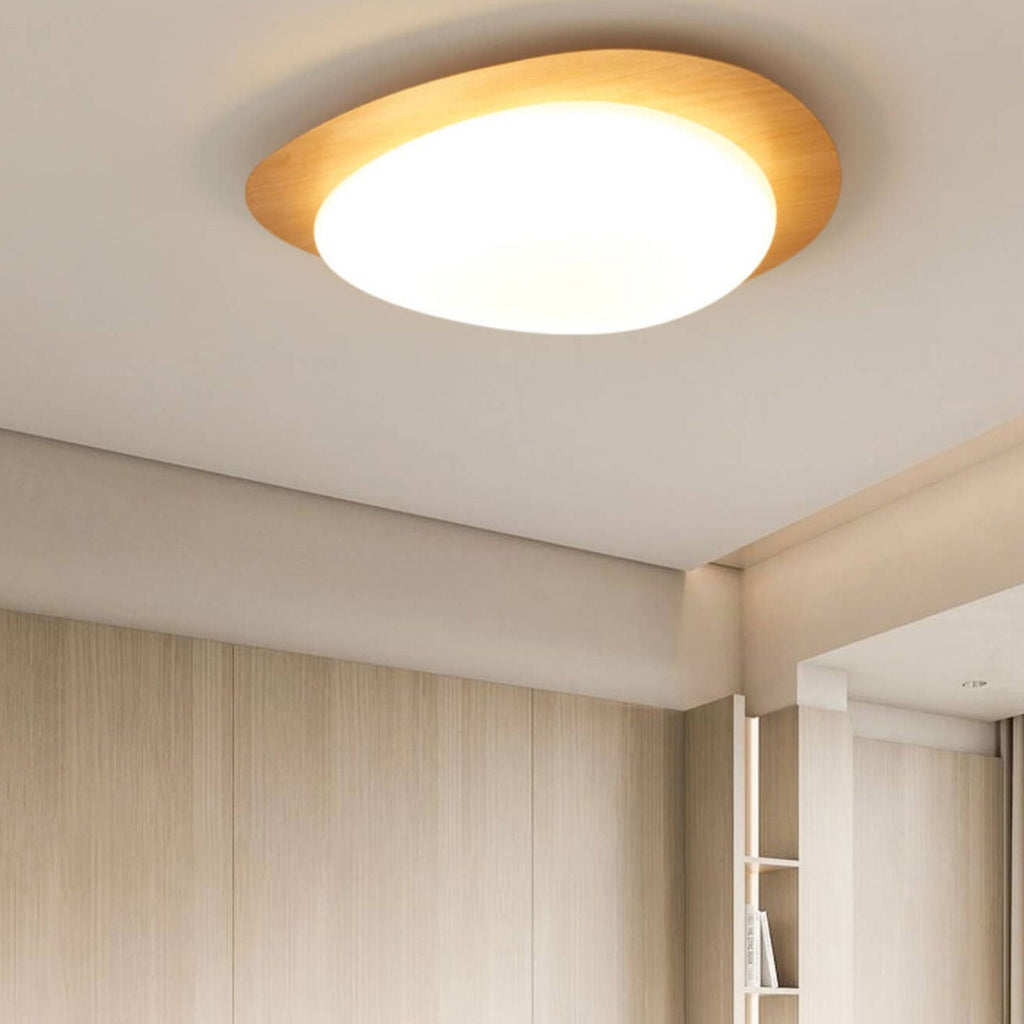 Nordic Iron Wood Grain Pebble LED Flush Mount Ceiling Light Lumendat