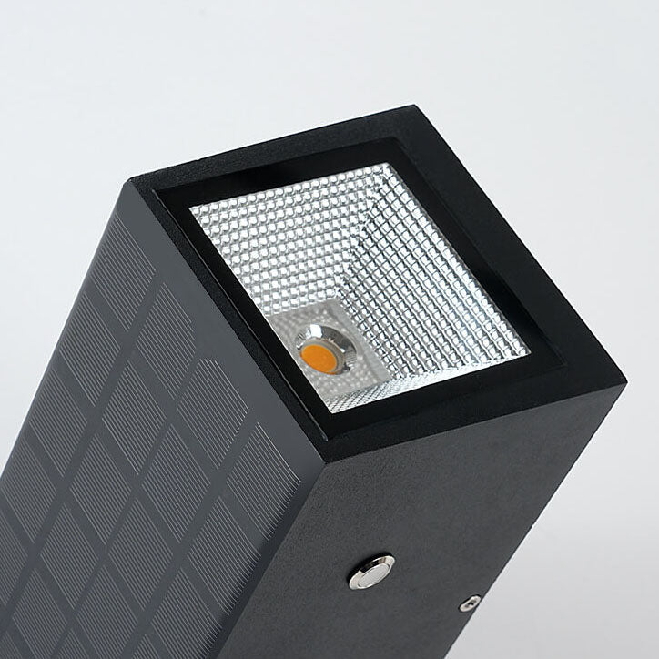Modern Solar Black Rectangular Die-Cast Aluminum Solar LED Outdoor Wall Light Lumendat