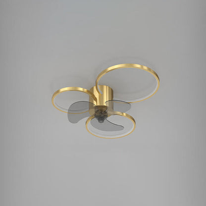 Modern Light Luxury Geometric Square Round Design LED Flush Mount Ceiling Fan Light