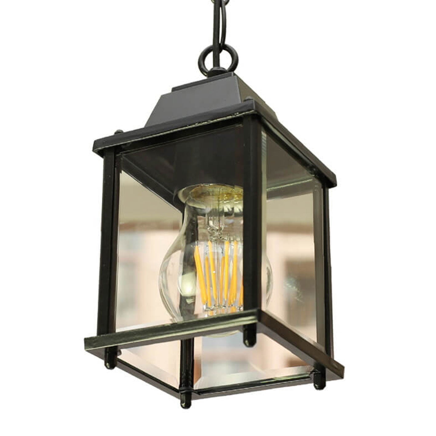 Simple American Square Glass Aluminum 1-Light Outdoor Waterproof Pendant Light