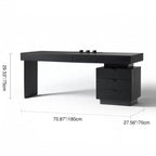 Modern Minimalist Oak Wood Rectangular Desk With Wireless Charging & 5 Drawers For Bedroom & Home Office Lumendat