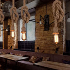 Industrial Hemp Rope Hanging 1/2-light Pendant Light Lumendat
