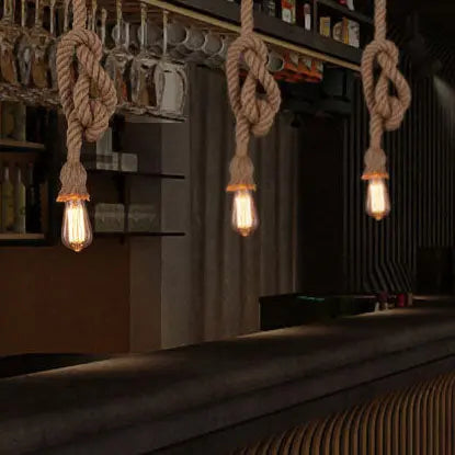 Industrial Hemp Rope Hanging 1/2-light Pendant Light Lumendat