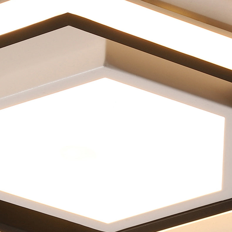 Modern Minimalist Geometric Hexagonal Ring LED Flush Mount Ceiling Light