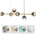 Modern Minimalist Long Glass Round Globe Island Light 6-light Chandelier BulbSquare