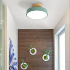 Nordic Wood Round Acrylic LED Semi-Flush Mount Ceiling Light Lumendat
