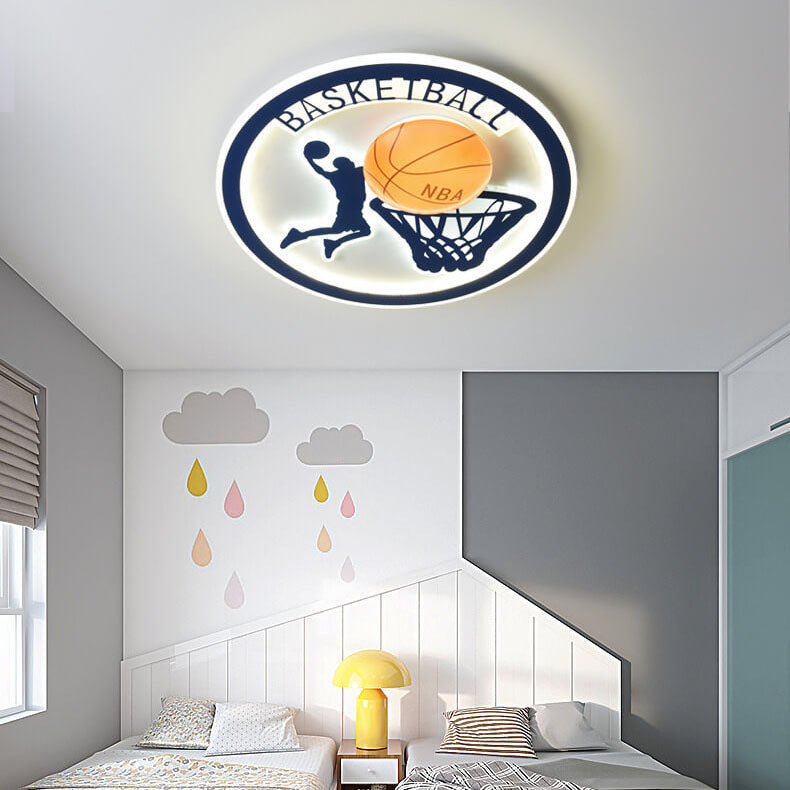 Lumendat Creative Simplicity NBA Basketball Acrylic LED Kids Flush Mount Ceiling Light Lumendat