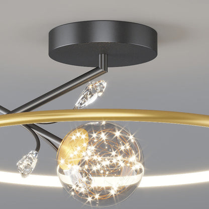 Modern Art Deco Iron Geometrical Ring Star LED Pendant Light for Living Room