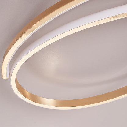 Modern Minimalist Curved Line Iron Aluminum Silicone LED Semi-flush Mount Ceiling Light for Living Room