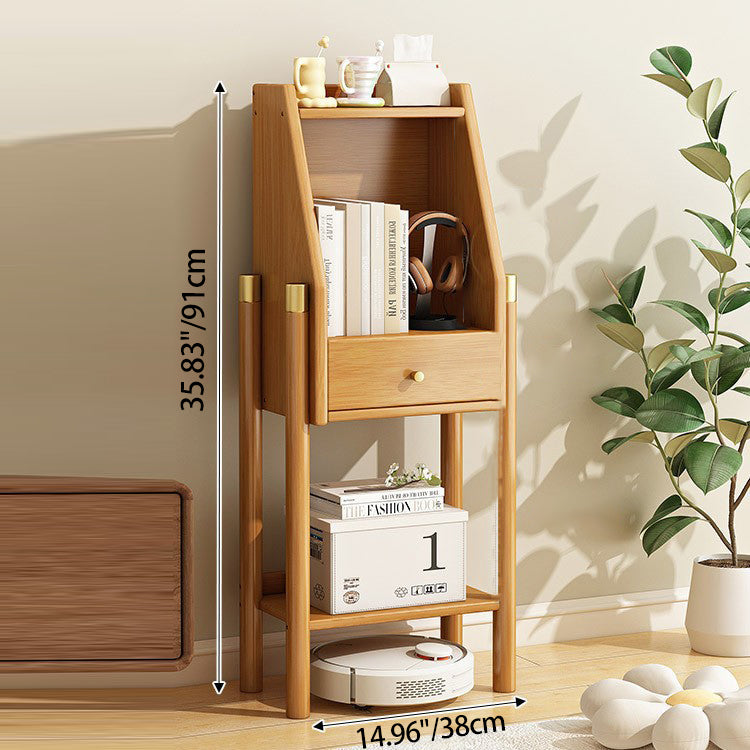 Traditional Vintage Bamboo Fiberboard Multi-functional Storage Sideboard 3/4-Tier Display Rack With Drawer For Home Office DFM-F