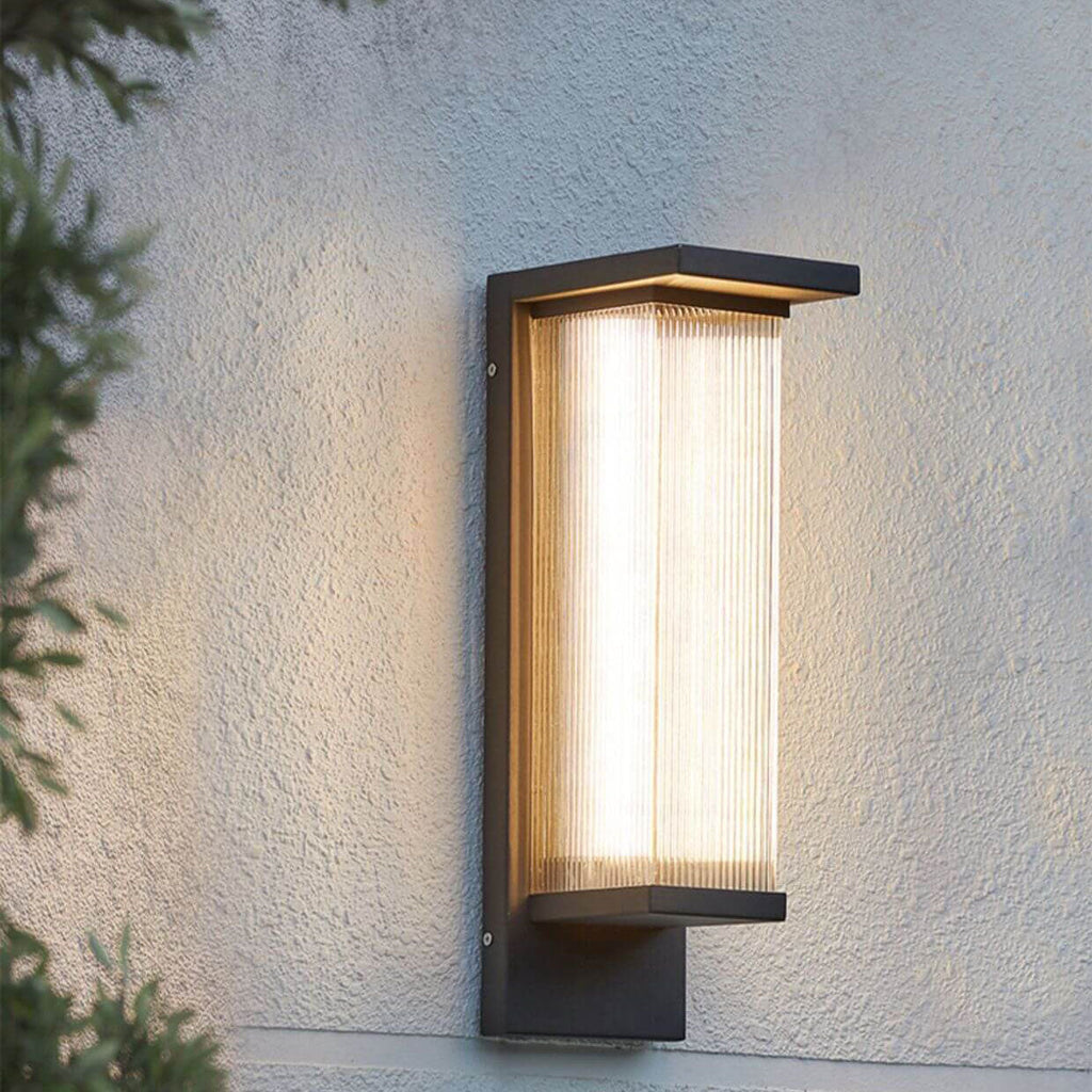 Industrial Waterproof Rectangular PC Striped Shade LED Outdoor Wall Sconce Lamp Lumendat