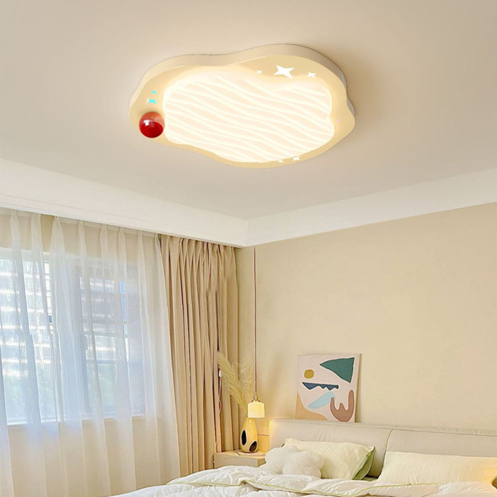 Lumendat Contemporary Creative Kids Ruffled Egg Shaped Square Iron PE LED Flush Mount Ceiling Light For Bedroom Lumendat