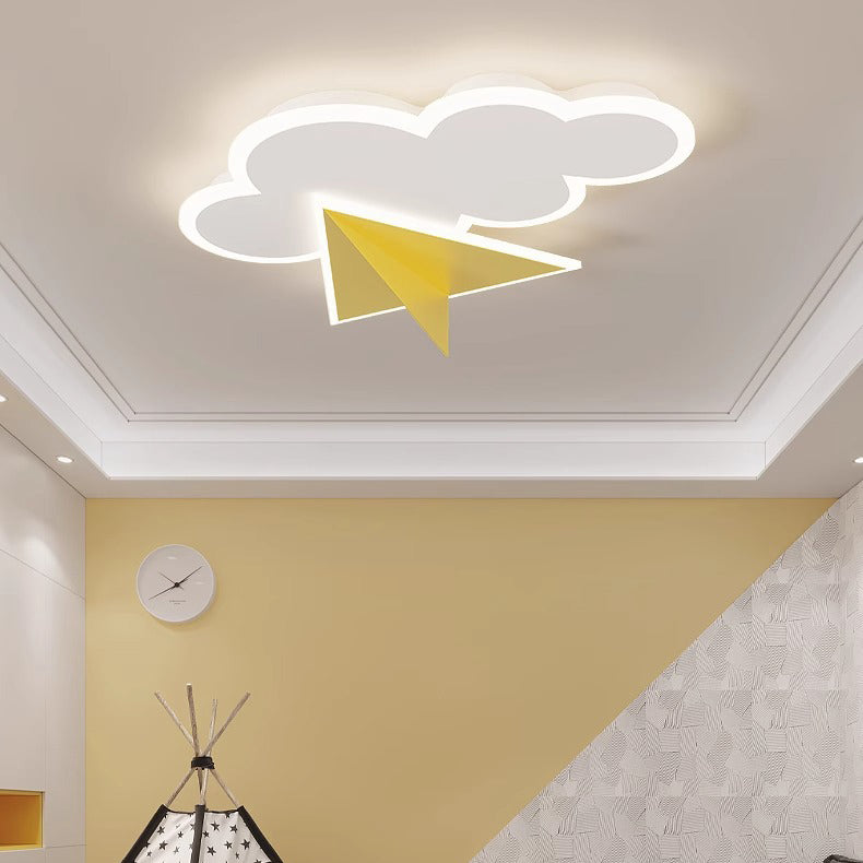 Lumendat Modern Art Deco Kids Iron Acrylic Cloud Plane LED Flush Mount Ceiling Light For Bedroom Lumendat