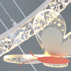 Lumendat Contemporary Creative Kids Round Butterfly Iron Acrylic LED Chandelier For Bedroom Lumendat