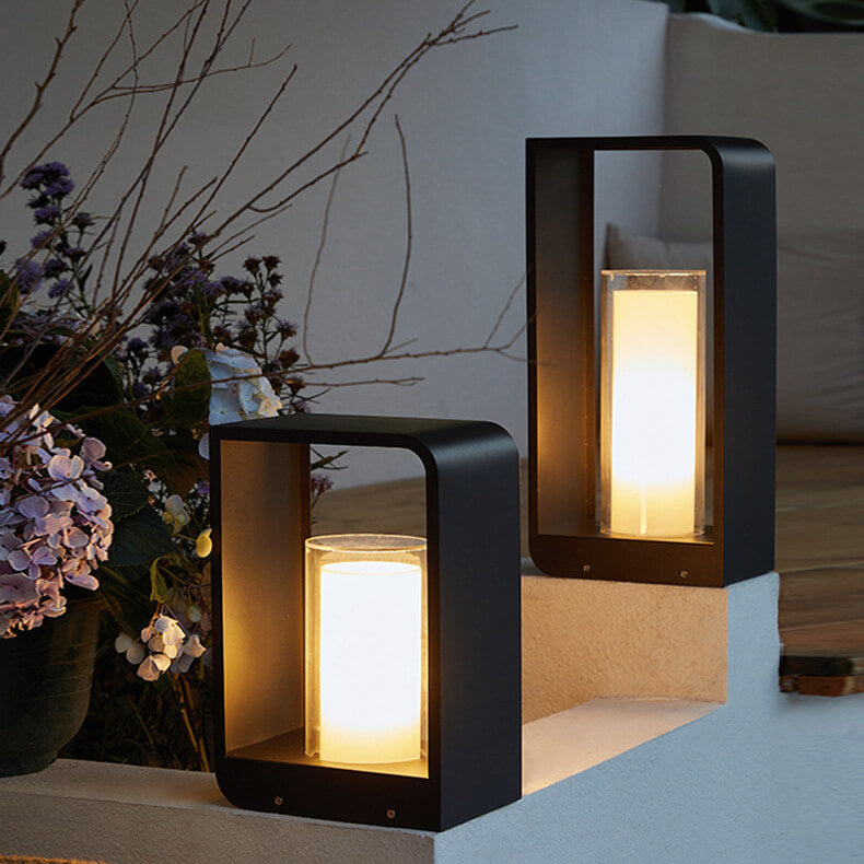 Modern Minimalist Square Frame Stainless Steel Acrylic LED Waterproof Lawn Landscape Light For Outdoor Patio Lumendat