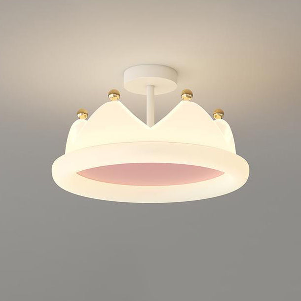 Contemporary Creative Kids Crown Iron Pe LED Semi-flush Mount Ceiling Light for Bedroom