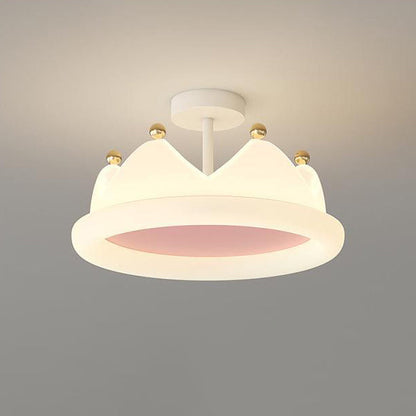 Contemporary Creative Kids Crown Iron Pe LED Semi-flush Mount Ceiling Light for Bedroom